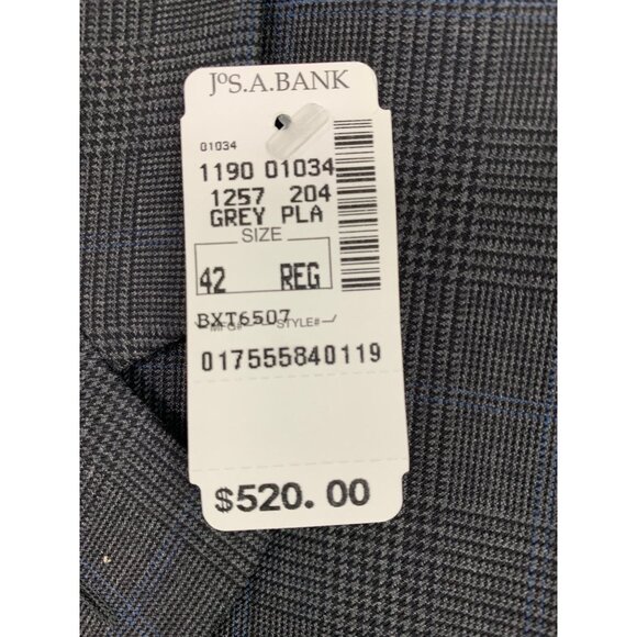 NWT Jos A Bank Travelers Gordon Black Plaid Wool Suit 42R / 37 RY10371 $695 - Picture 5 of 16
